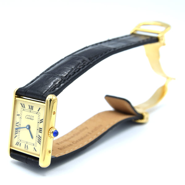 1998 Classic Cartier Tank Must De with 'Lemon' Roman Numeral Dial with full box and papers