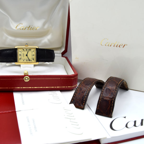 1998 Classic Cartier Tank Must De with 'Lemon' Roman Numeral Dial with full box and papers