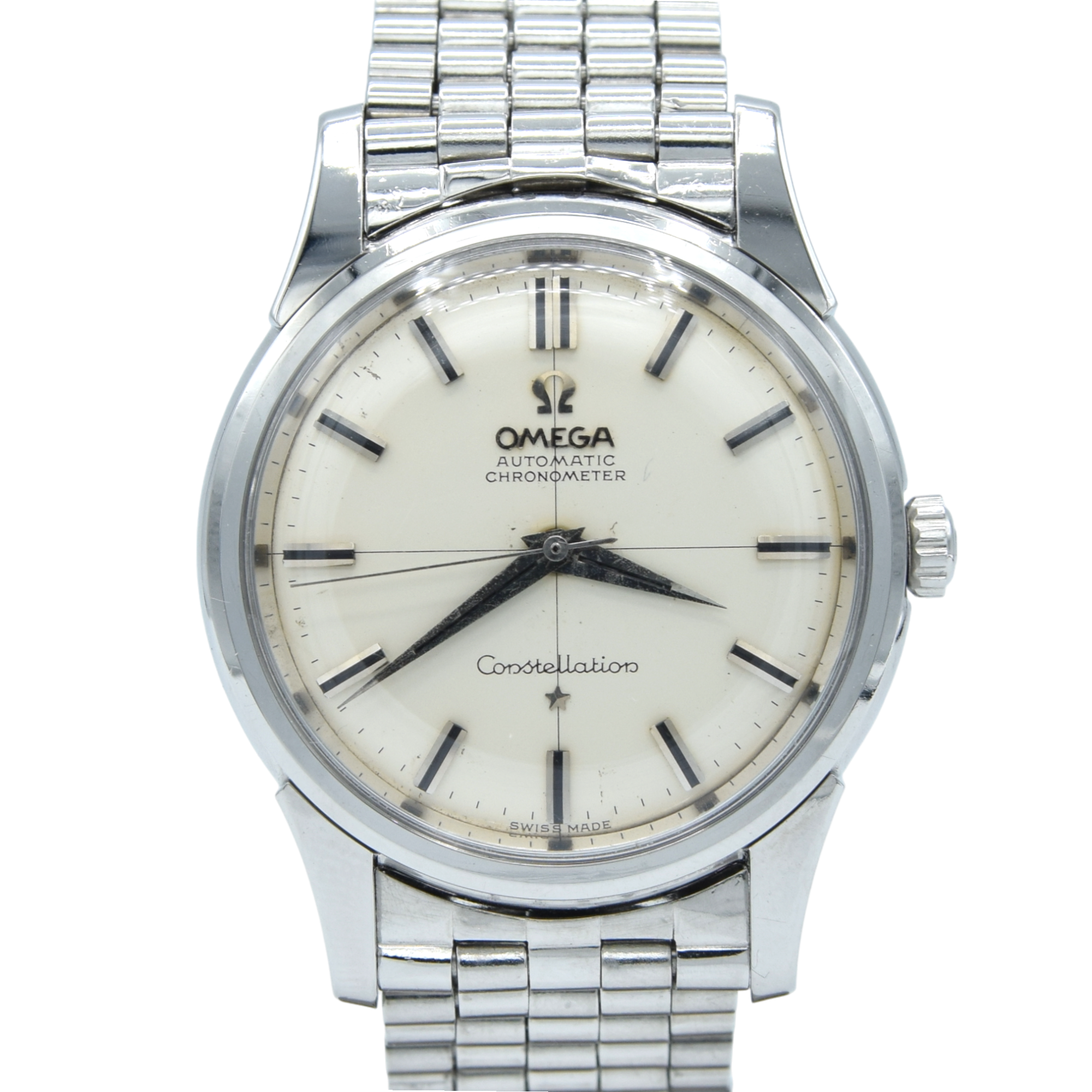 1959 Omega Constellation with Stunning Cross-Hair onyx Model 14381 on brick link Bracelet