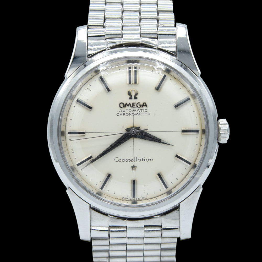 1959 Omega Constellation with Stunning Cross-Hair onyx Model 14381 on brick link Bracelet