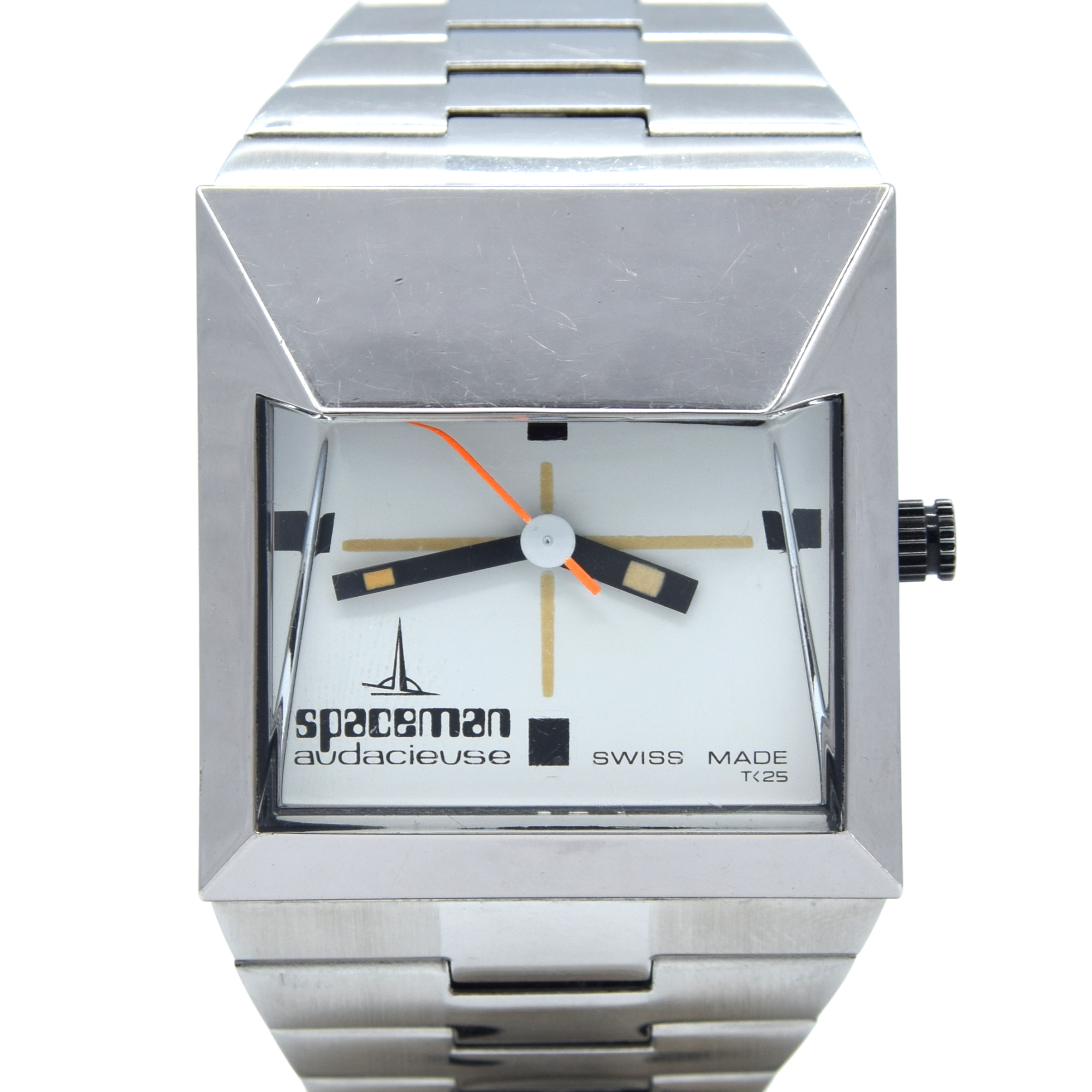 1974 Spaceman Audacieuse White dial original wristwatch designed by Andre Le Marquand