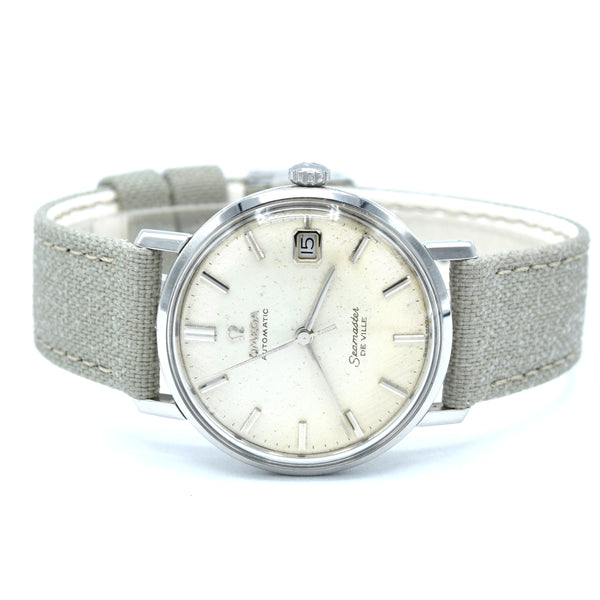1963 Omega Automatic Seamaster De Ville Date Model 166.020 Wristwatch with Linen Dial