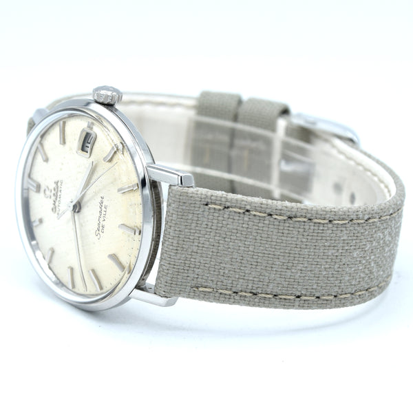 1963 Omega Automatic Seamaster De Ville Date Model 166.020 Wristwatch with Linen Dial