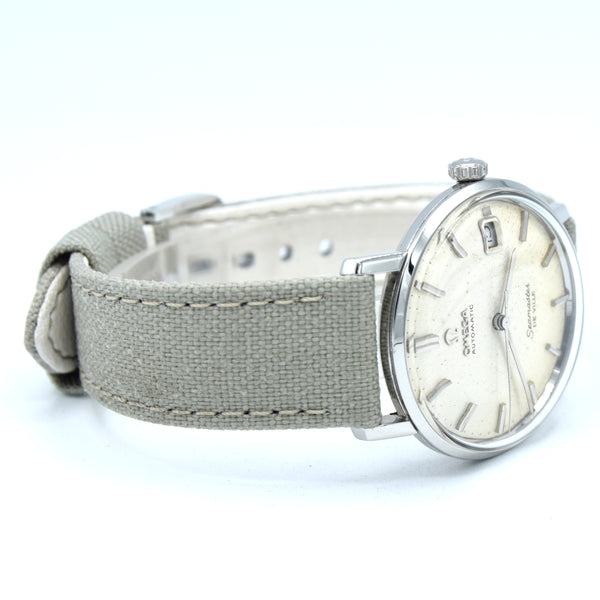 1963 Omega Automatic Seamaster De Ville Date Model 166.020 Wristwatch with Linen Dial