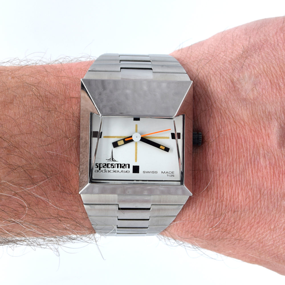 1974 Spaceman Audacieuse White dial original wristwatch designed by Andre Le Marquand