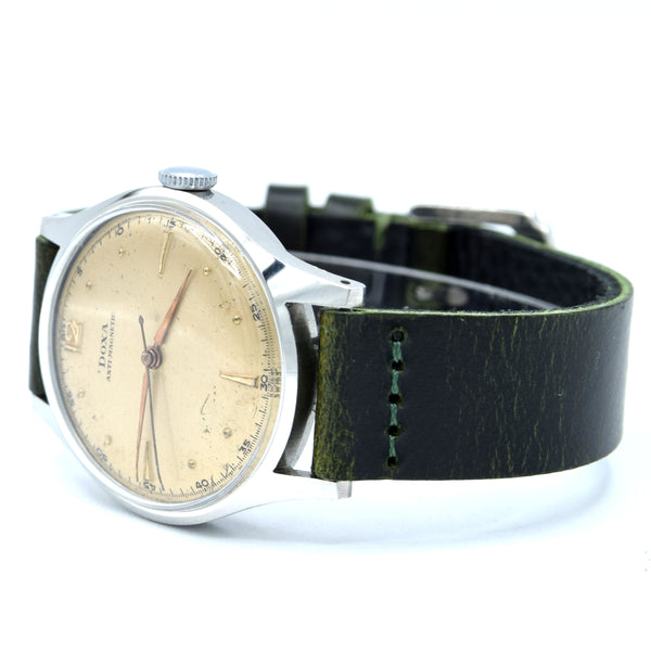 1950s Doxa Non Magnetic Manual Wind Dress Wristwatch with Original Salmon patina Dial