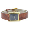 1990s Cartier Ladies Tank Swiss quartz with Black gloss onyx type Dial in 925 Sterling Silver Gilt Vermeil Case with Box