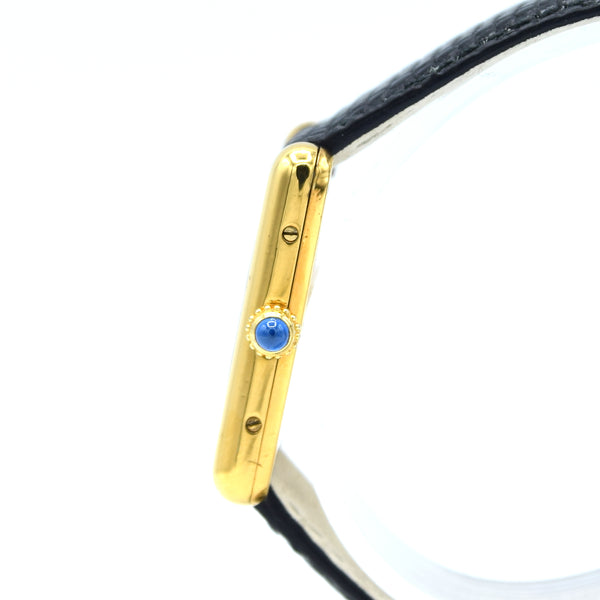 1990s Cartier Tank with Rare Tri-Colour Dial Variation in Vermeil 925 Sterling Silver Gilt