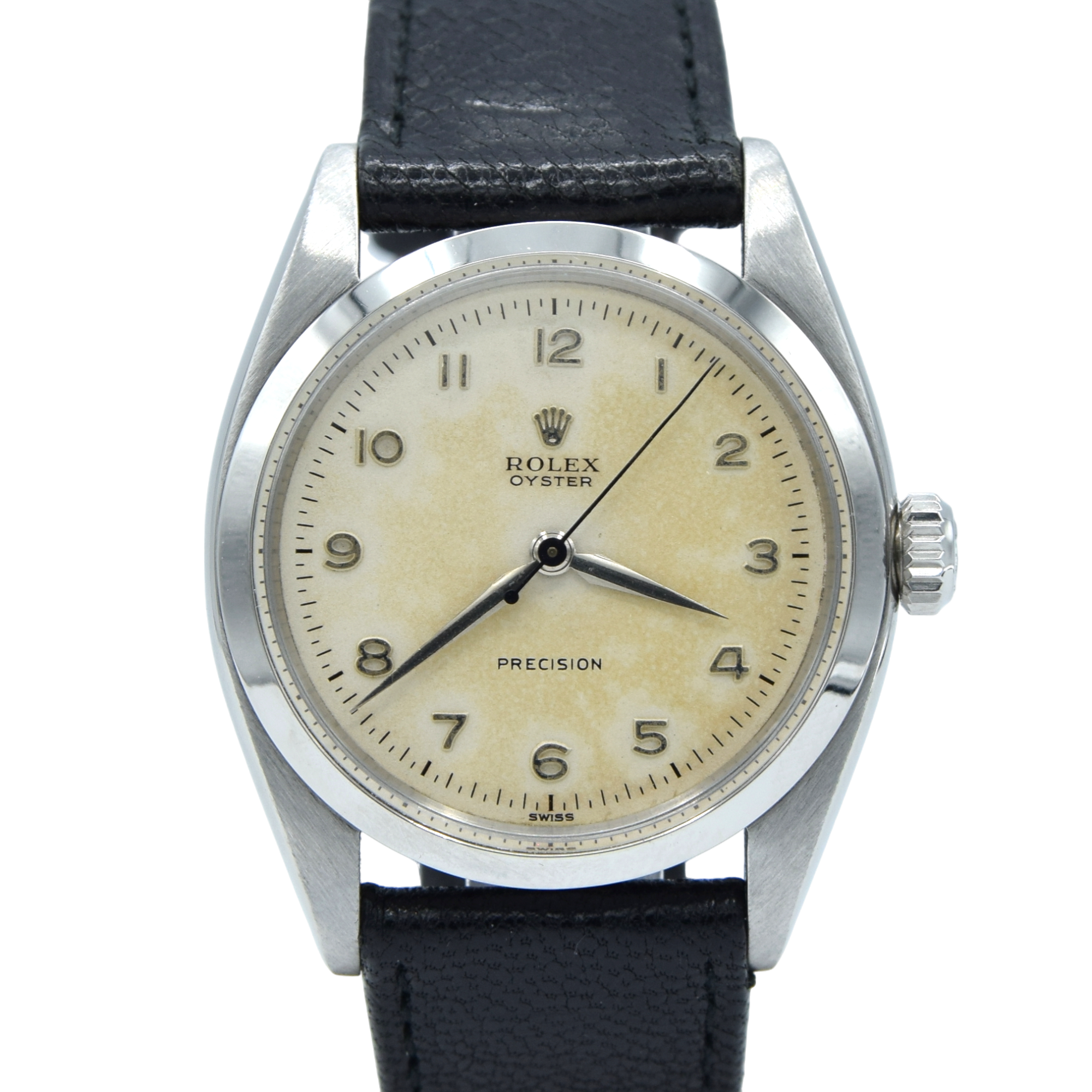 1957 Rolex Oyster Precision 6422 Wristwatch with Arabic numerals in Stainless Steel with Rolex Strap & Buckle