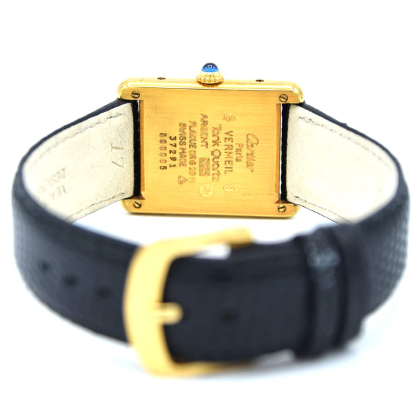 1990s Cartier Tank with Rare Tri-Colour Dial Variation in Vermeil 925 Sterling Silver Gilt