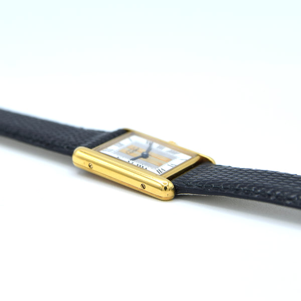 1990s Cartier Tank with Rare Tri-Colour Dial Variation in Vermeil 925 Sterling Silver Gilt