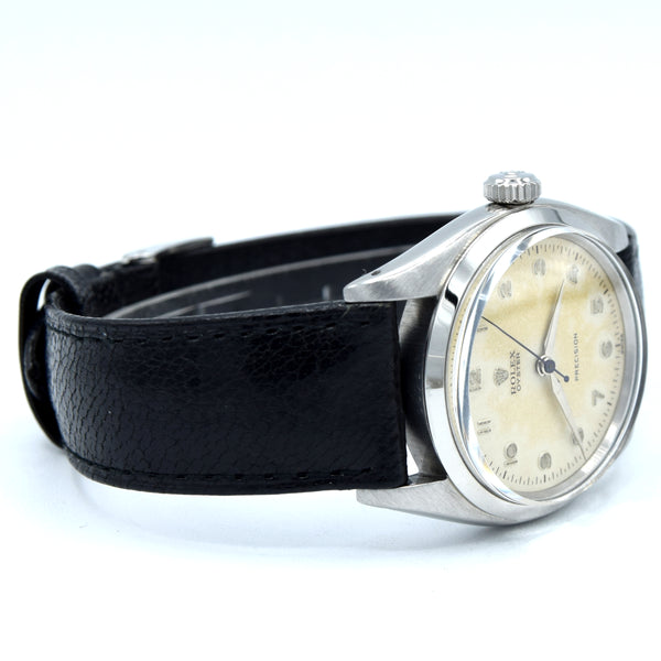 1957 Rolex Oyster Precision 6422 Wristwatch with Arabic numerals in Stainless Steel with Rolex Strap & Buckle