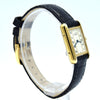 1980s Ladies Swiss Quartz Cartier Tank with unusual Roman rail track Dial in Sterling Silver Gilt Vermeil