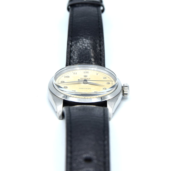 1957 Rolex Oyster Precision 6422 Wristwatch with Arabic numerals in Stainless Steel with Rolex Strap & Buckle