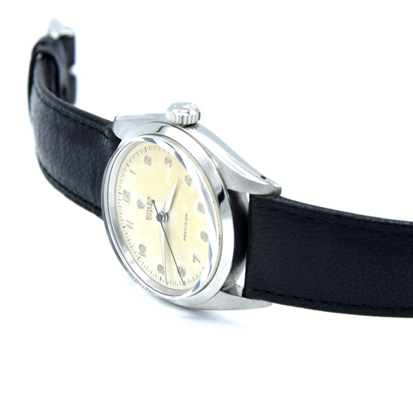 1957 Rolex Oyster Precision 6422 Wristwatch with Arabic numerals in Stainless Steel with Rolex Strap & Buckle