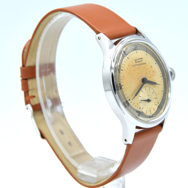 1947 Tissot Anti-Magnetic Manual Wind Wristwatch Model 6445-5 with Original Two Tone Radial Arabic Numeral Dial in steel