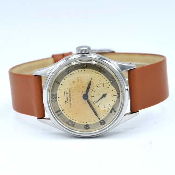 1947 Tissot Anti-Magnetic Manual Wind Wristwatch Model 6445-5 with Original Two Tone Radial Arabic Numeral Dial in steel