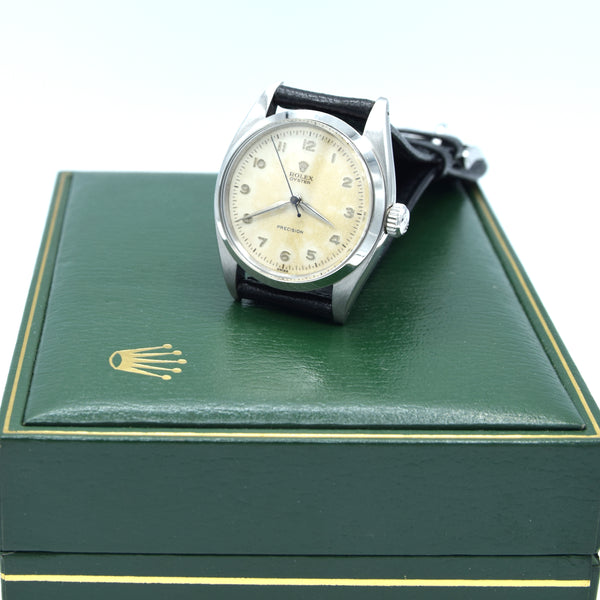 1957 Rolex Oyster Precision 6422 Wristwatch with Arabic numerals in Stainless Steel with Rolex Strap & Buckle