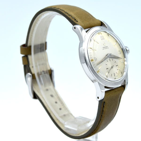 1950 Omega Automatic Bumper with Arabic & Spearhead markers Model 2576 in Stainless Steel