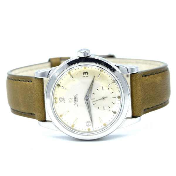 1950 Omega Automatic Bumper with Arabic & Spearhead markers Model 2576 in Stainless Steel