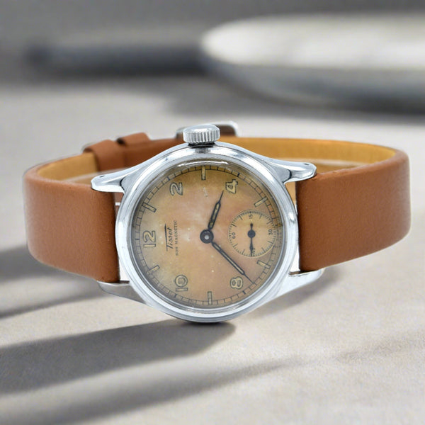 1944 Tissot Antimagnetique Manual Wind Wristwatch Model 6076 with Original Patina dial