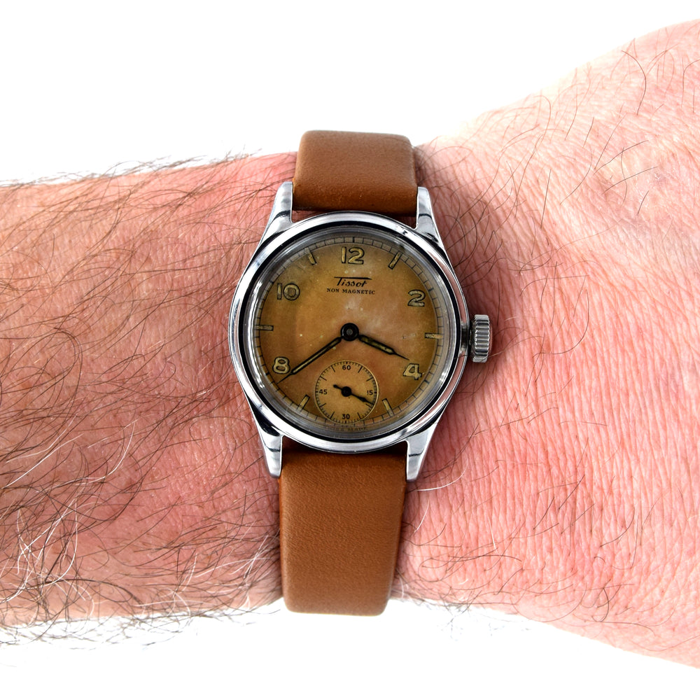 1944 Tissot Antimagnetique Manual Wind Wristwatch Model 6076 with Original Patina dial