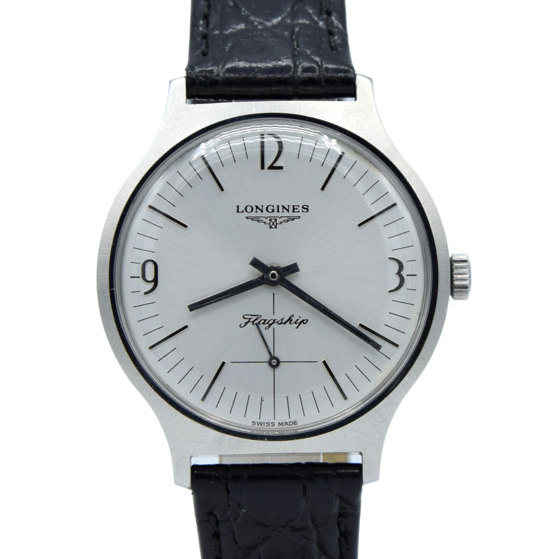 1974 Stunning Longines Flagship box set Model 3106 - retro railway type dial in Stainless Steel