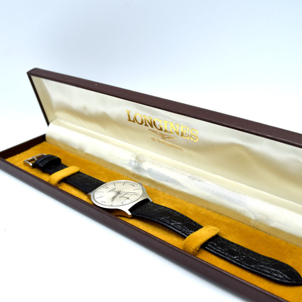 1974 Stunning Longines Flagship box set Model 3106 - retro railway type dial in Stainless Steel