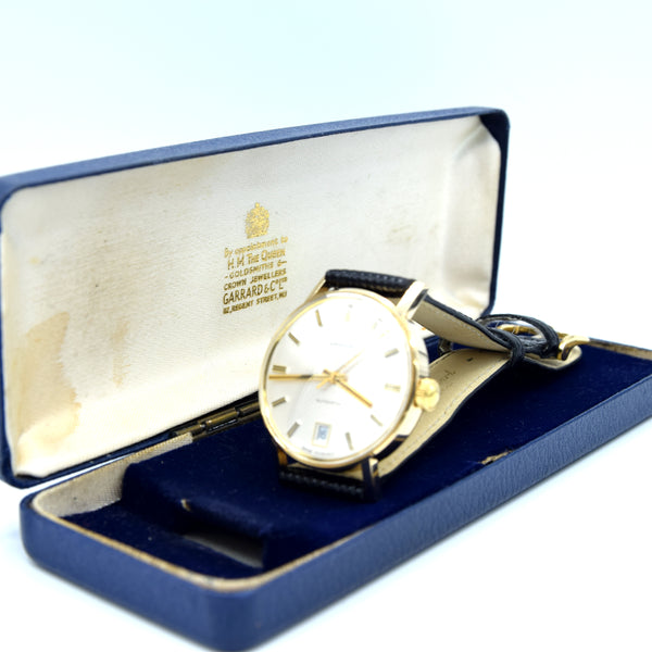 1979 Garrard Automatic Date Wristwatch in solid 9ct Gold with Original Box