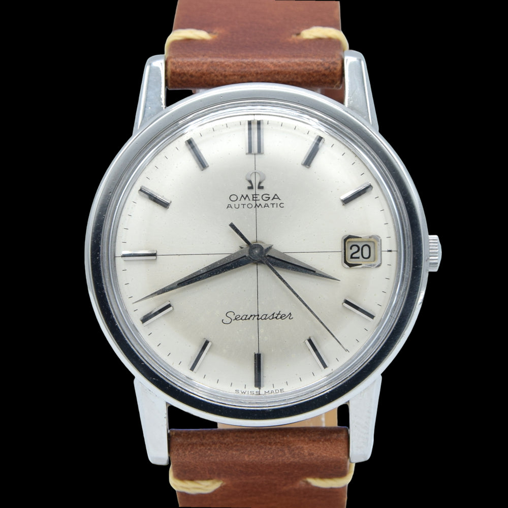 1967 Omega Automatic Seamaster Model 166.003 Calendar Model steel with cross-hair onyx dial