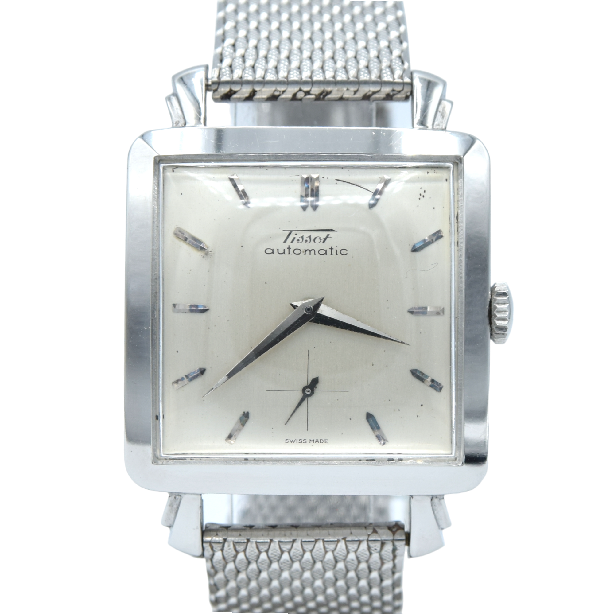 1953 Tissot Rare "Cioccolatone" 8702 large square Automatic bumper watch with fancy lugs