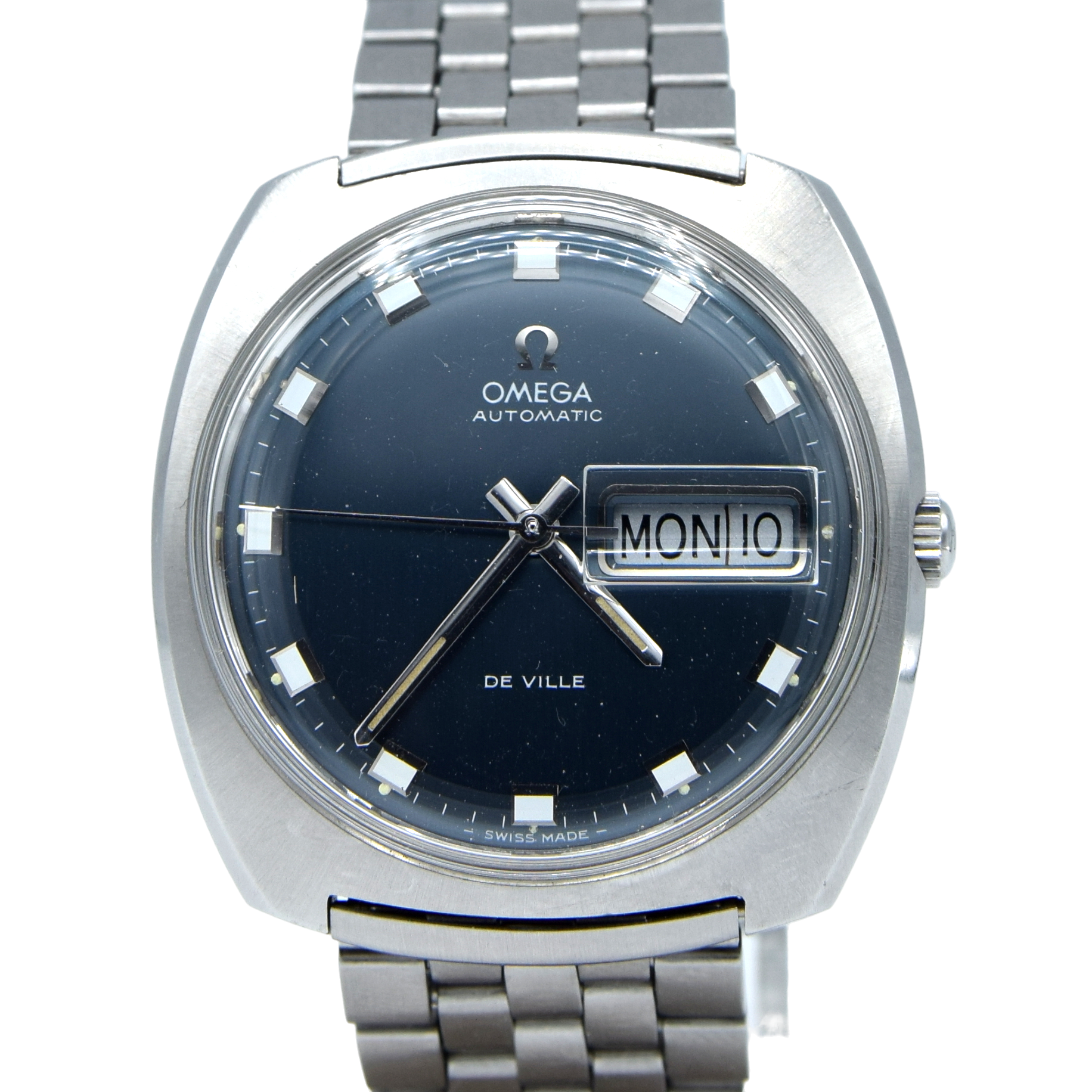 1969 Omega Automatic De Ville Day/Date with Matte Blue Dial in Stainless Steel Model 166.053