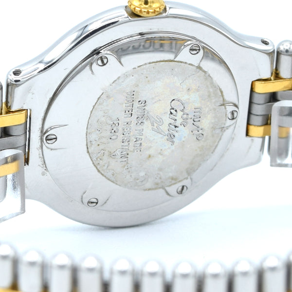 1990s Must De Cartier 21 Unisex Swiss Quartz Wristwatch in Gold and Steel on Bracelet Model 1330