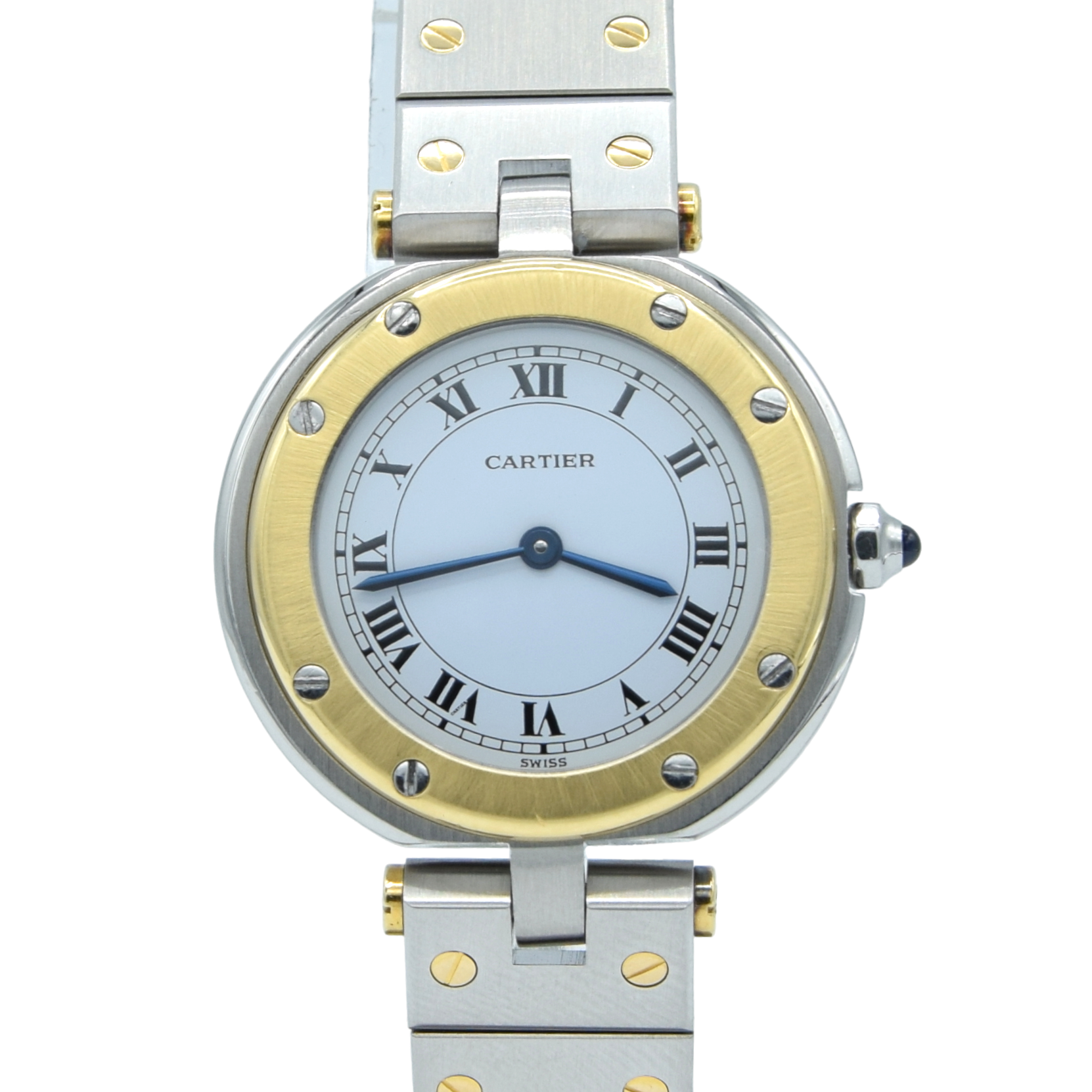 1990s Cartier Santos Ronde classic ladies watch  in Stainless Steel and 18ct Gold with Vendôme lugs