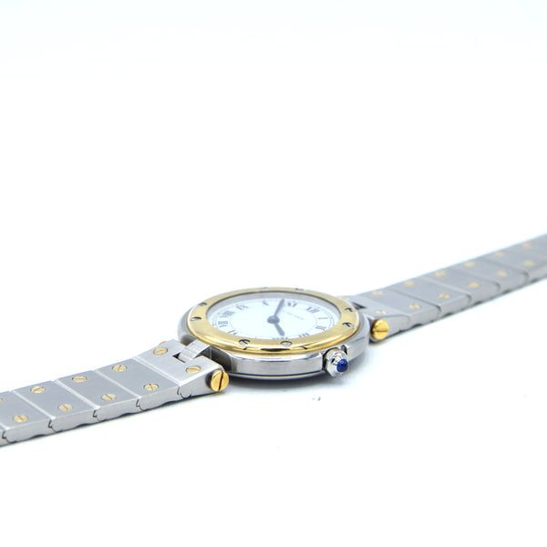 1990s Cartier Santos Ronde classic ladies watch  in Stainless Steel and 18ct Gold with Vendôme lugs
