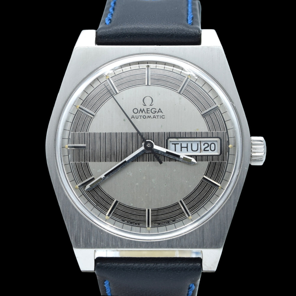 1969 Omega sharp Rare 'Barcode Dial' Automatic Day/Date in Stainless Steel Model 166.0141