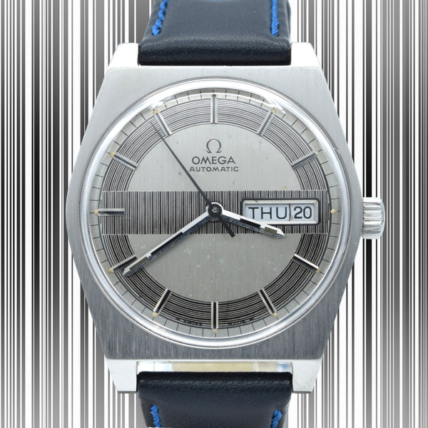 1969 Omega sharp Rare 'Barcode Dial' Automatic Day/Date in Stainless Steel Model 166.0141