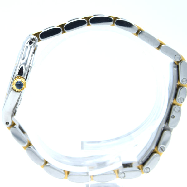 1990s Must De Cartier 21 Ladies Swiss Quartz Wristwatch in Gold and Steel on Bracelet Model 1340 With Original Box and Books