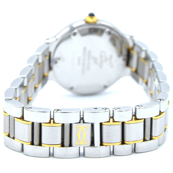 1990s Must De Cartier 21 Ladies Swiss Quartz Wristwatch in Gold and Steel on Bracelet Model 1340 With Original Box and Books