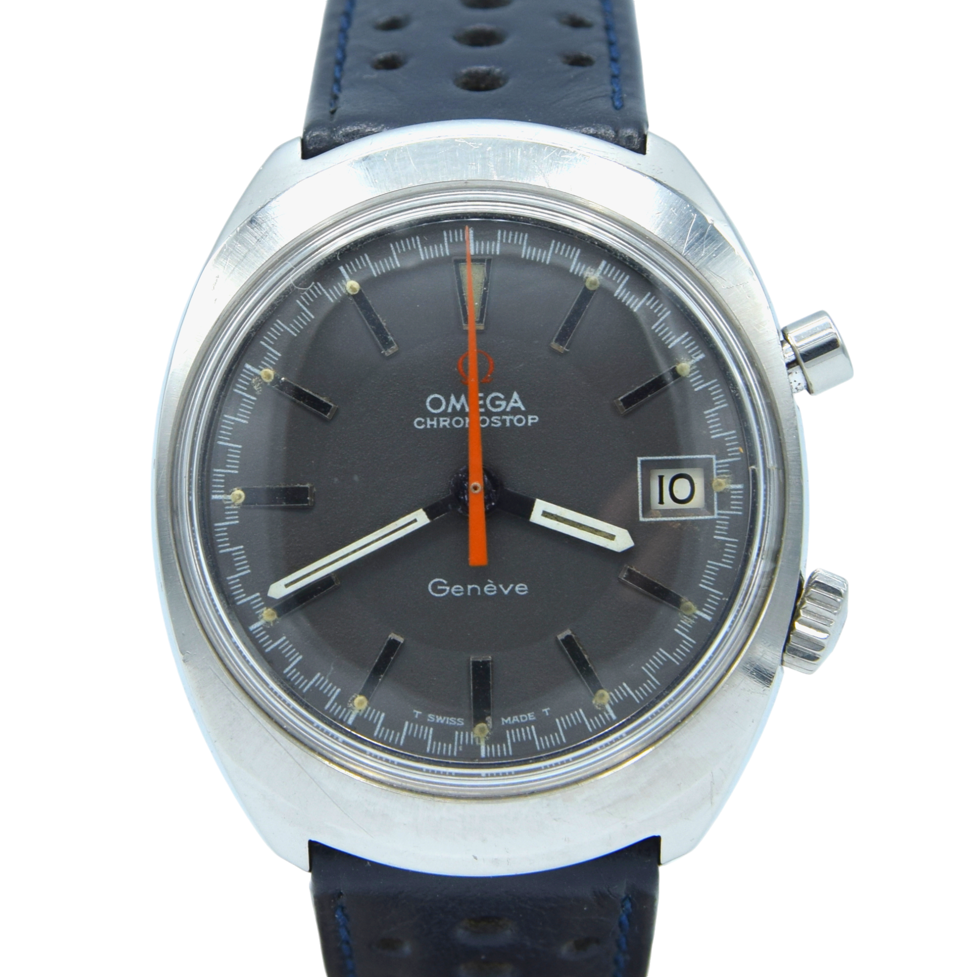 1969 Omega Chronostop Genéve Date Model 146.009 Grey Sloped Dial in Stainless Steel