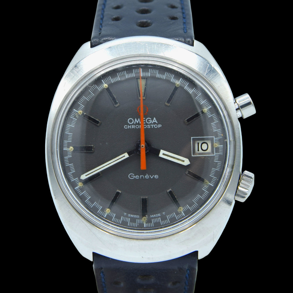 1969 Omega Chronostop Genéve Date Model 146.009 Grey Sloped Dial in Stainless Steel
