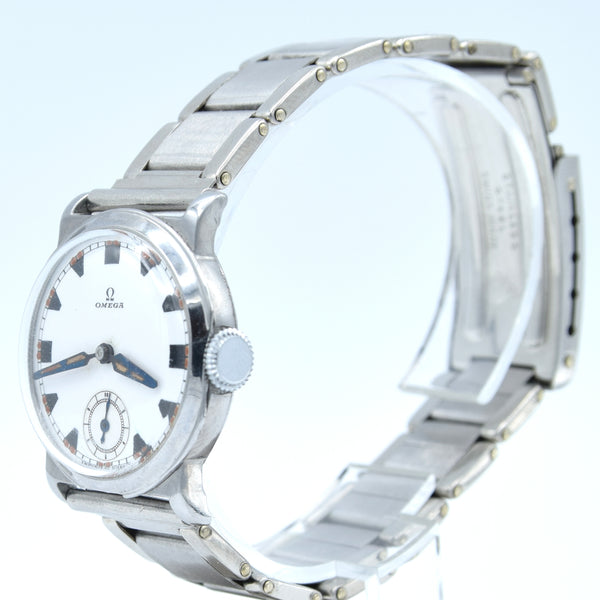 1934 Rare Omega Foibos CK 785 with Deco Enamelled Dial in Stainless Steel on Period Swiss Bracelet