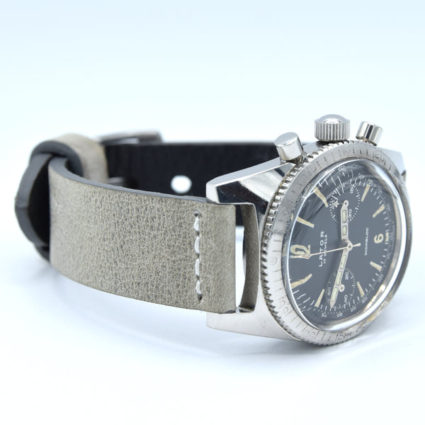 1960s Rare Lator Chronograph Dive Style Watch with Black Dial in Stainless Steel Case