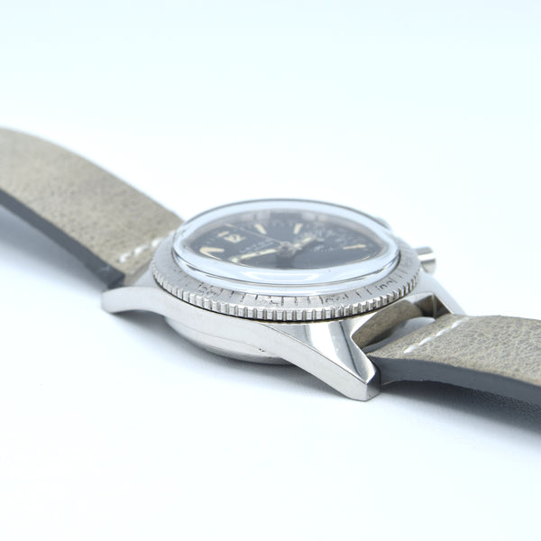 1960s Rare Lator Chronograph Dive Style Watch with Black Dial in Stainless Steel Case