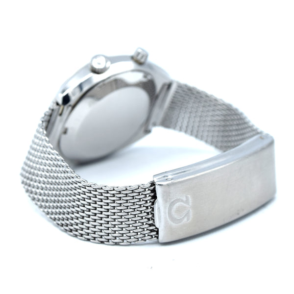 1969 Omega Chronostop Genéve Date Model 146.009 with Grey Dial in Stainless Steel on omega mesh bracelet