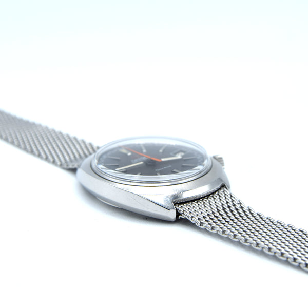 1969 Omega Chronostop Genéve Date Model 146.009 with Grey Dial in Stainless Steel on omega mesh bracelet