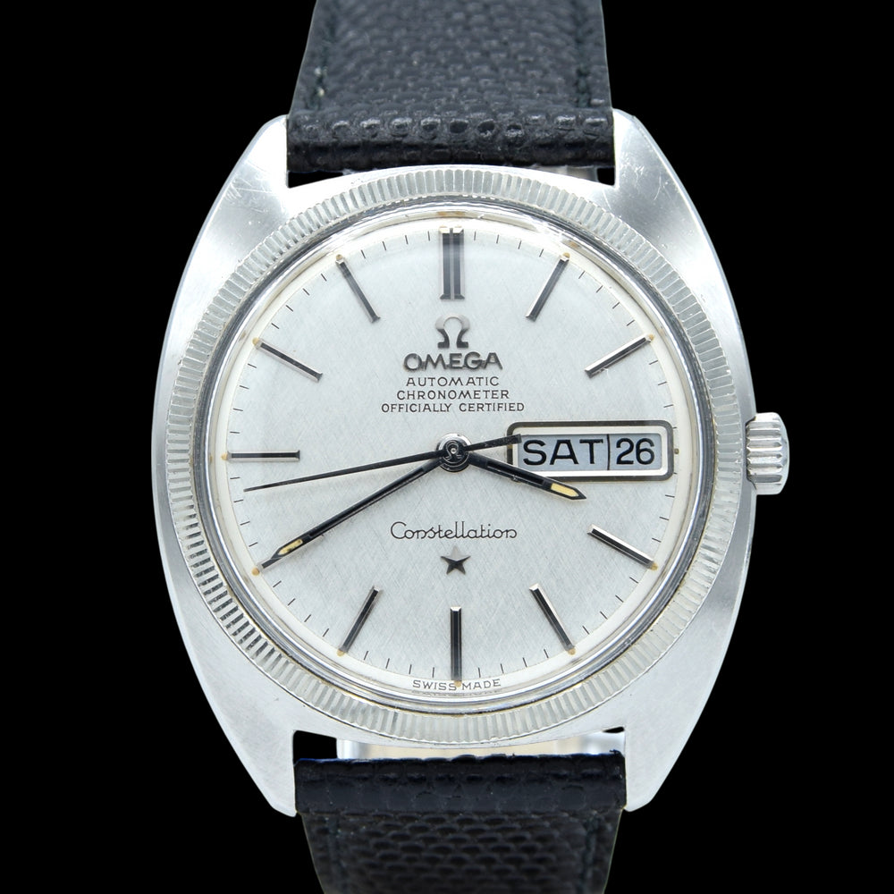 1969 Omega Constellation Automatic Chronometer Day / Date "C" Case 168.029 with Linen Dial & White Gold Bezel