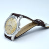 (RESERVED) 1950 Omega Automatic Bumper with Deco Arabic & Spearhead markers Model 2576 in Stainless Steel