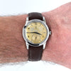 (RESERVED) 1950 Omega Automatic Bumper with Deco Arabic & Spearhead markers Model 2576 in Stainless Steel