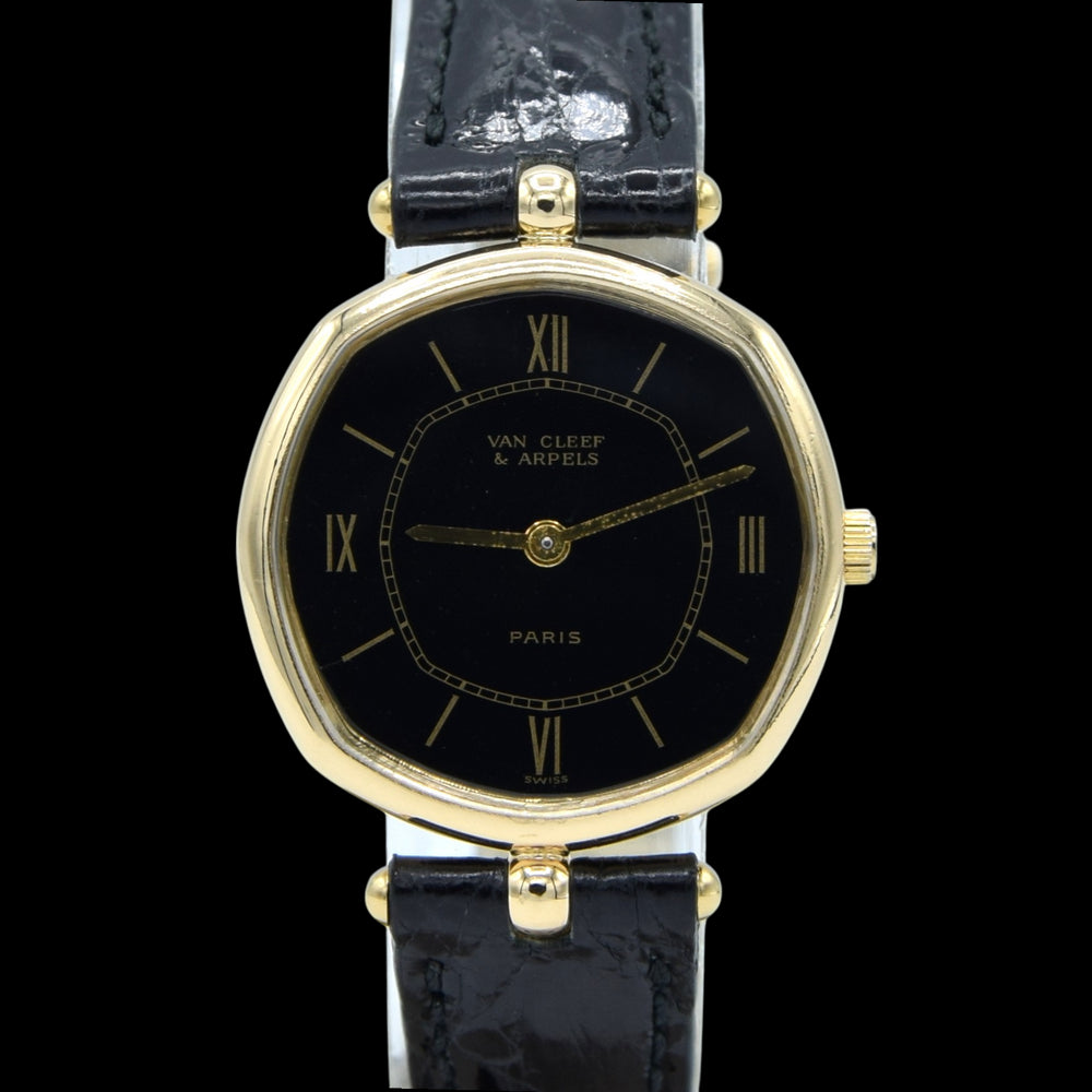 1980s Ladies Van Cleef & Arpels Manual Wind Wristwatch in Solid 18ct Gold Octagonal Case with 18ct Gold Pin Buckle